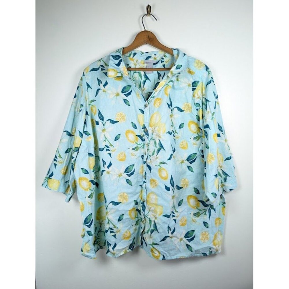 Catherines Button Front Top Size 4x Linen Lagenlo… - image 6